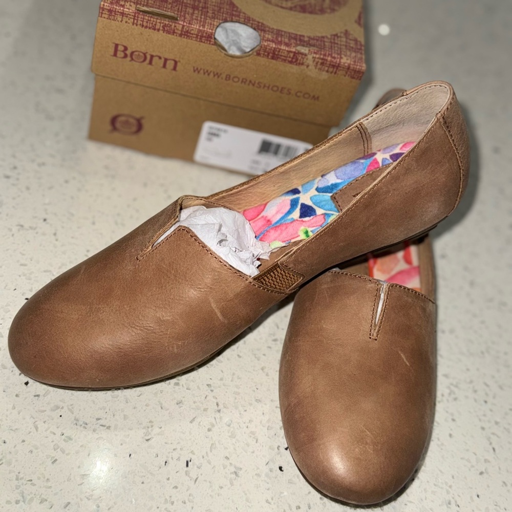 Born Sebra Leather Slip On Shoes - Size 9